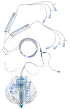 Dialy-Nate® Peritoneal Dialysis Set with Six Luer Connectors and Two Administration Burettes with expandable tubing Warming Coil (used with Baxter® Dialysate Bags). Model 4000547